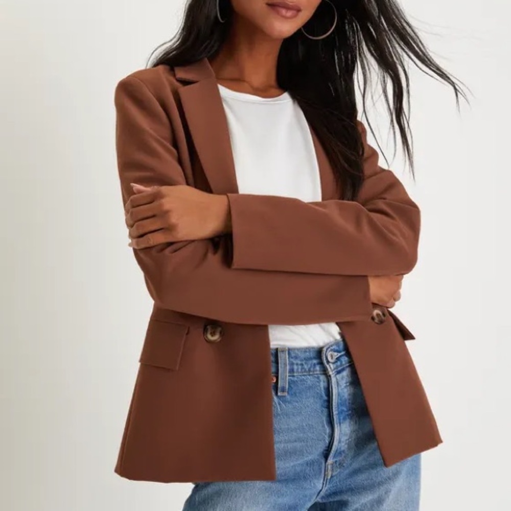 Lulu’s Brown Open Front Blazer